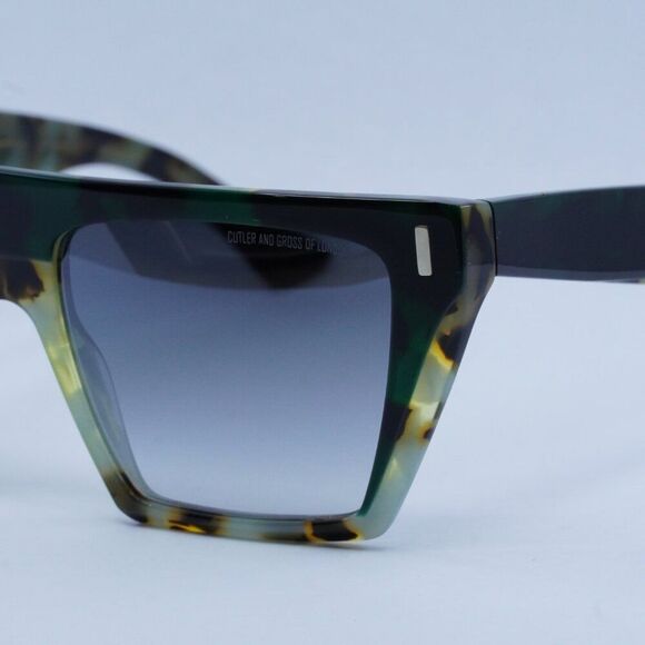 Cutler and Gross CG1352S 003 Sunglasses Green Square Frame, Grey Lenses - Picture 2 of 9